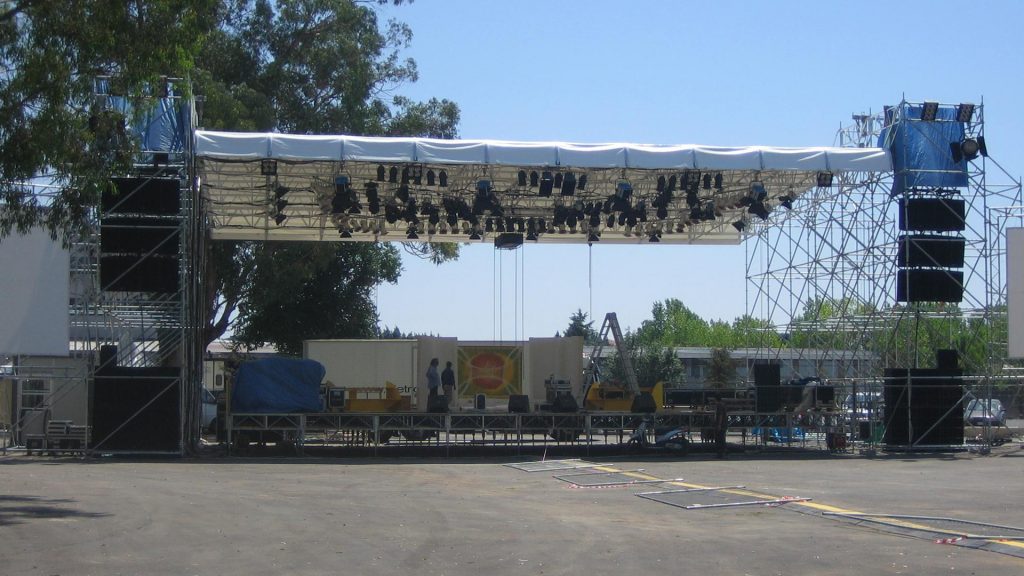 Audio, lights and direction towers scaffolding