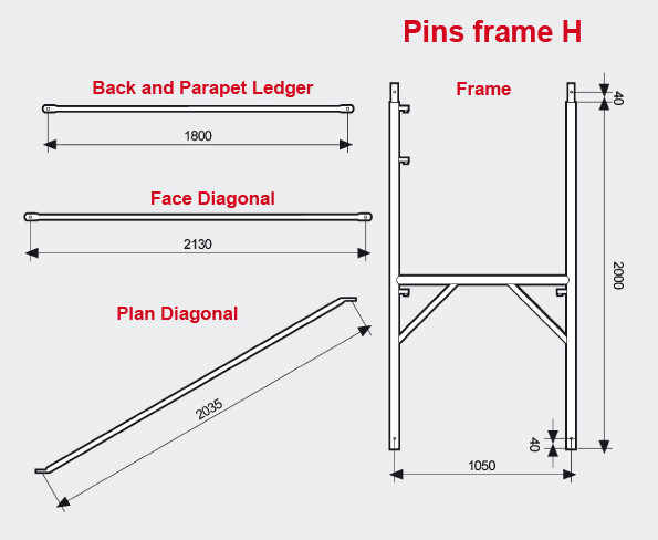 Pins frame H