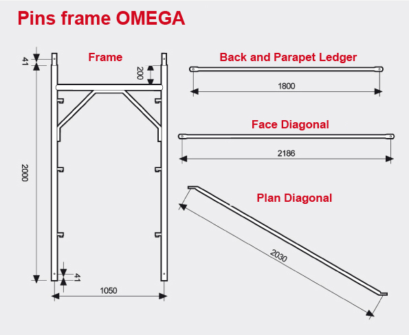 Pins frame scaffolding Omega